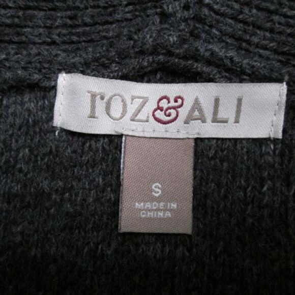 Roz & Ali Sleeveless Gray Knit Black Faux Collar Sweater Vest -Small-VGC - Picture 5 of 14